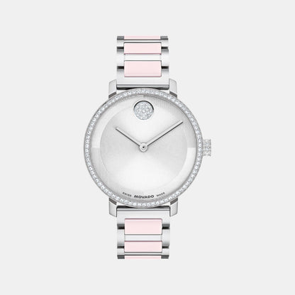 Movado Bold Evolution Women Quartz Silver Dial Analog Stainless Steel Watch 3601300