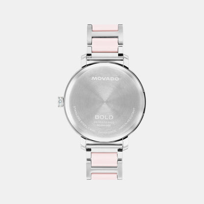 Movado Bold Evolution Women Quartz Silver Dial Analog Stainless Steel Watch 3601300
