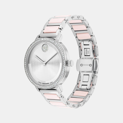 Movado Bold Evolution Women Quartz Silver Dial Analog Stainless Steel Watch 3601300