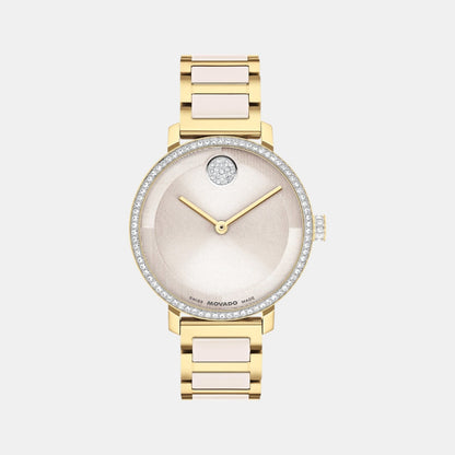 Movado Bold Evolution Women Quartz Taupe Dial Analog Stainless Steel Watch 3601301