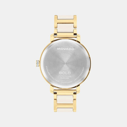 Movado Bold Evolution Women Quartz Taupe Dial Analog Stainless Steel Watch 3601301