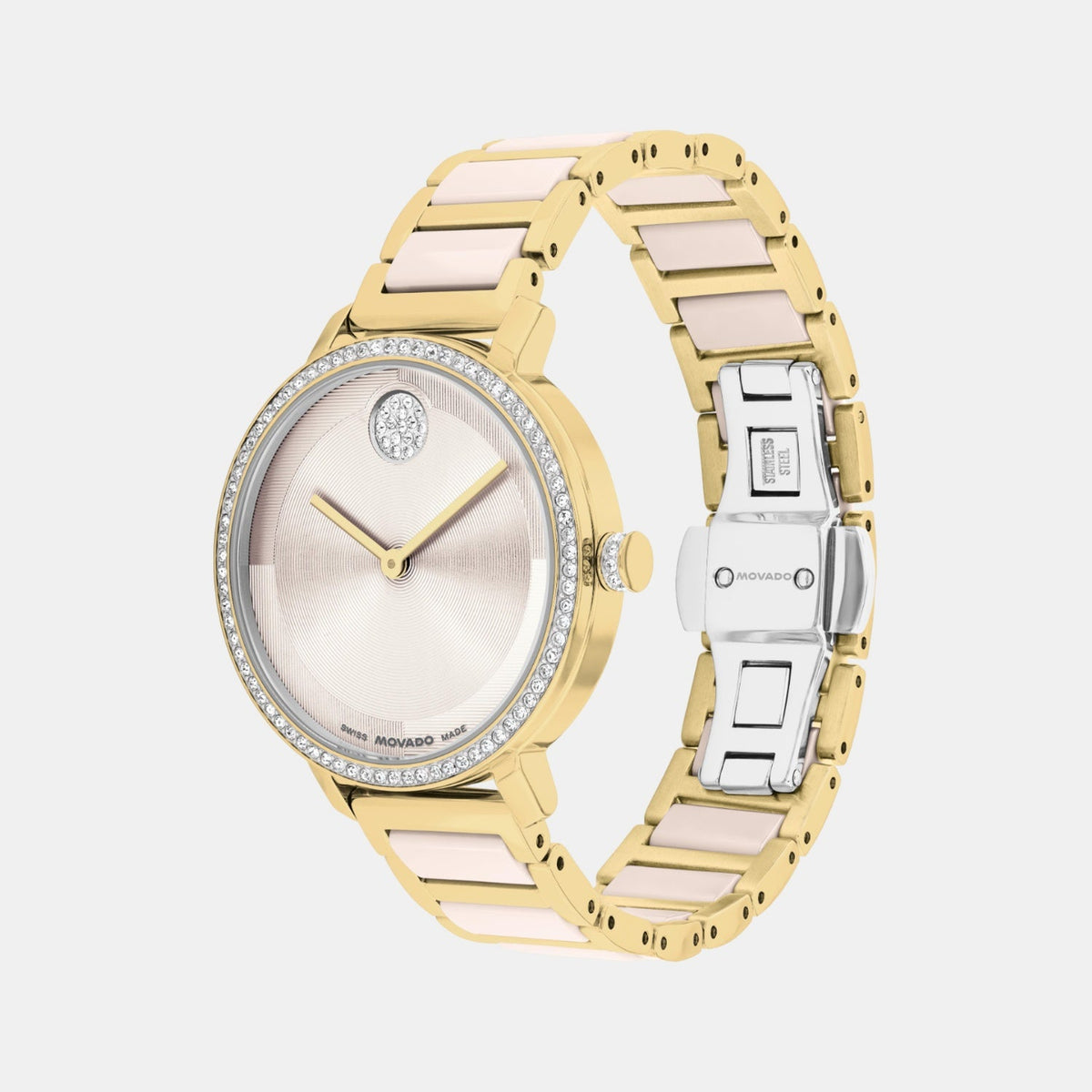 Movado Bold Evolution Women Quartz Taupe Dial Analog Stainless Steel Watch 3601301