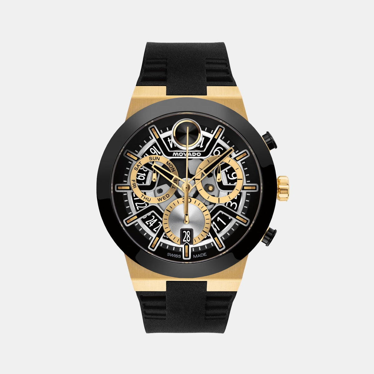 Movado Bold Fusion Men Quartz Grey Dial Chronograph Silicone Watch 3601307