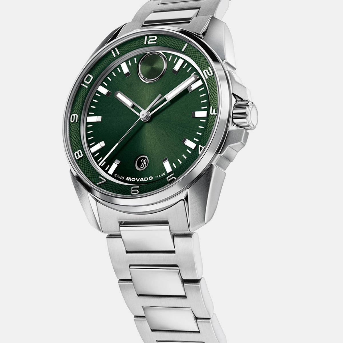 Movado Bold Verso S Men Quartz Green Dial Analog Stainless Steel Watch 3601390