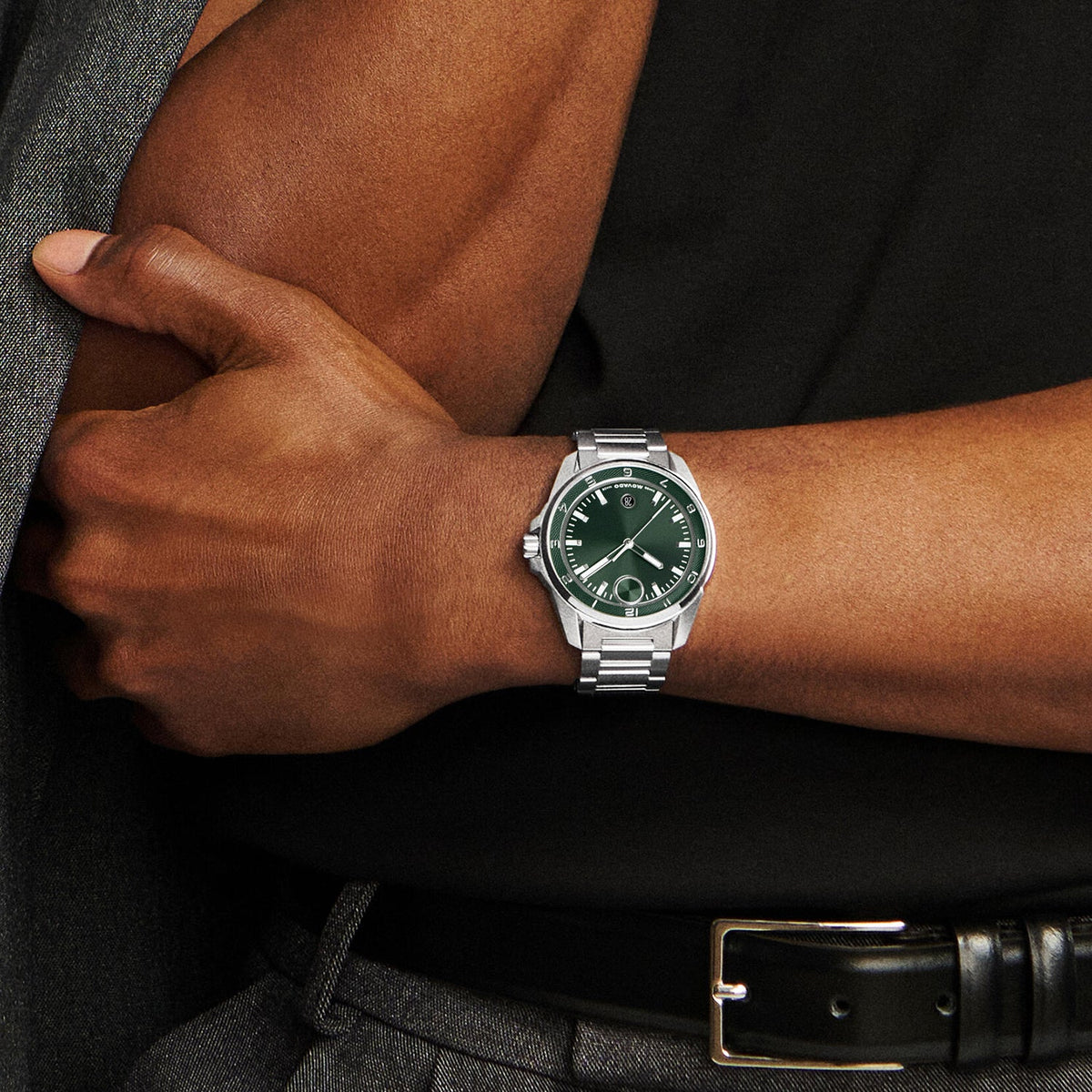 Movado Bold Verso S Men Quartz Green Dial Analog Stainless Steel Watch 3601390