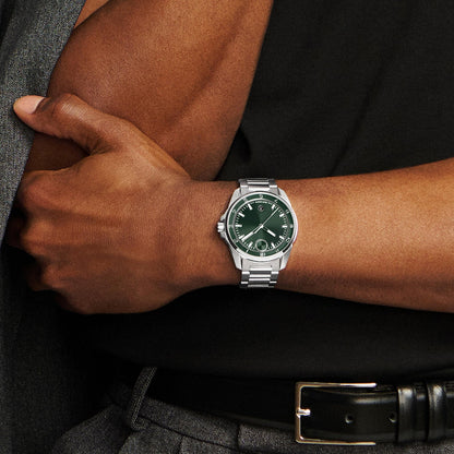 Movado Bold Verso S Men Quartz Green Dial Analog Stainless Steel Watch 3601390