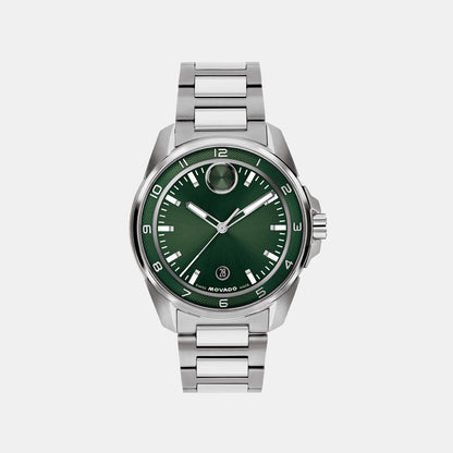 Movado Bold Verso S Men Quartz Green Dial Analog Stainless Steel Watch 3601390