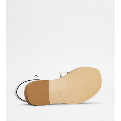 Tods Kate Sandals In Leather White Womens