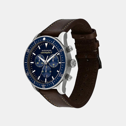 Movado Heritage Calendoplan S Men Quartz Blue Dial Chronograph Stainless Steel Watch 3650061