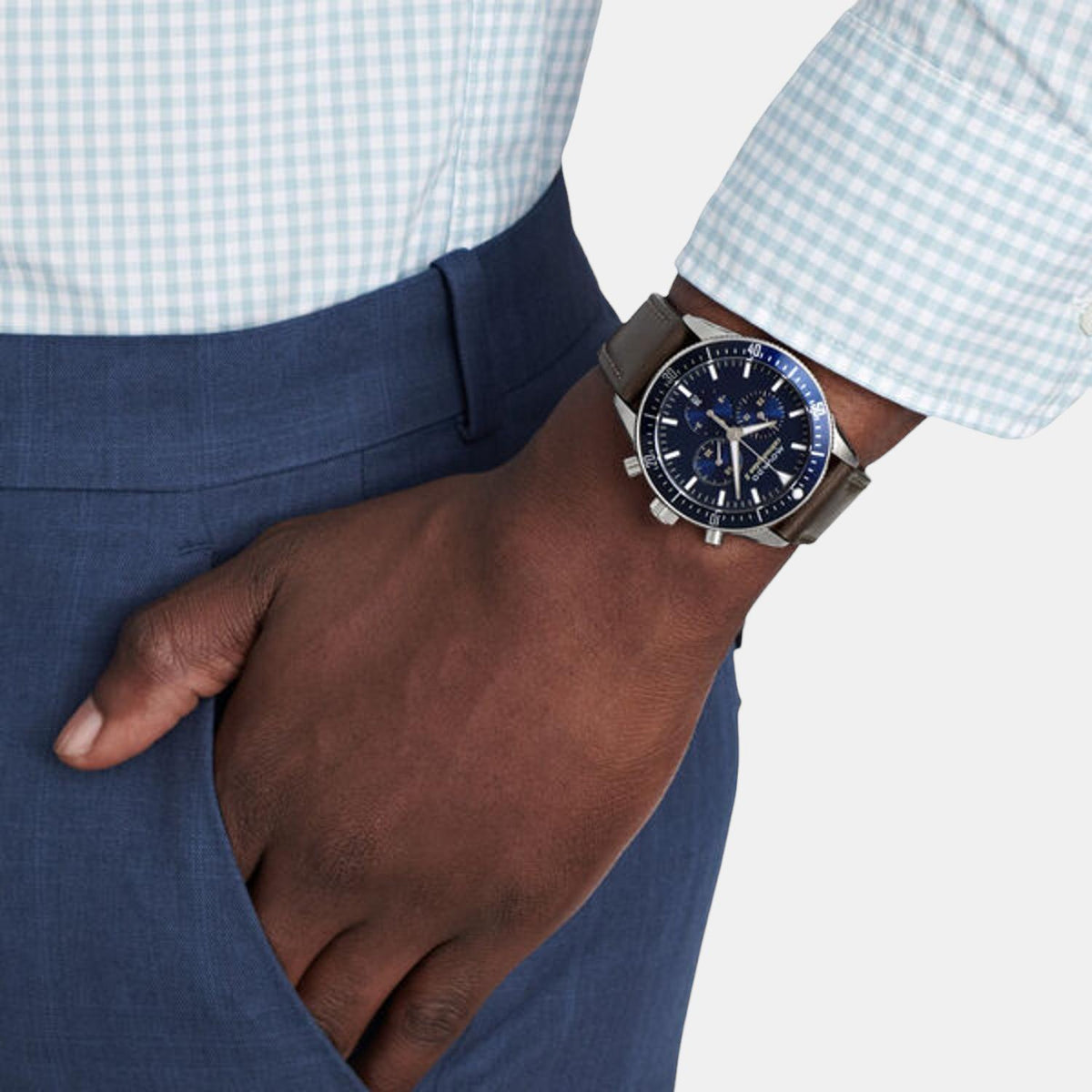 Movado Heritage Calendoplan S Men Quartz Blue Dial Chronograph Stainless Steel Watch 3650061