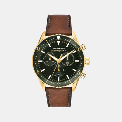 Movado Heritage Calendoplan S Men Quartz Green Dial Chronograph Stainless Steel Watch 3650122