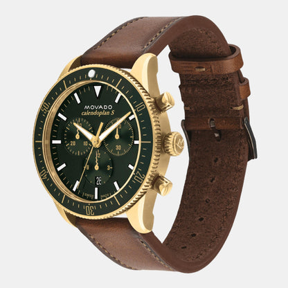Movado Heritage Calendoplan S Men Quartz Green Dial Chronograph Stainless Steel Watch 3650122