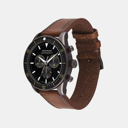 Movado Heritage Calendoplan S Men Quartz Black Dial Chronograph Stainless Steel Watch 3650123
