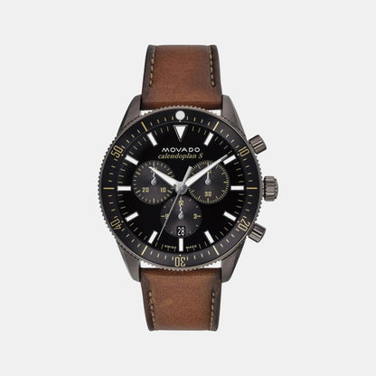 Movado Heritage Calendoplan S Men Quartz Black Dial Chronograph Stainless Steel Watch 3650123