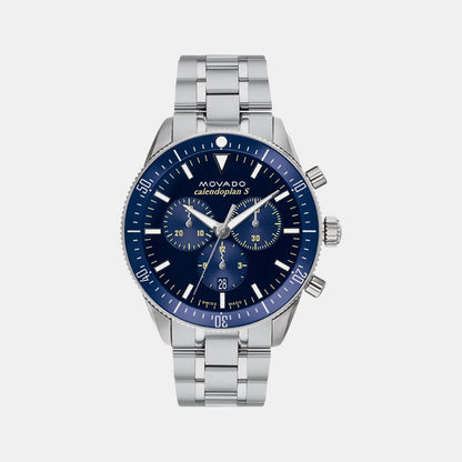 Movado Heritage Calendoplan S Men Quartz Blue Dial Chronograph Stainless Steel Watch 3650124
