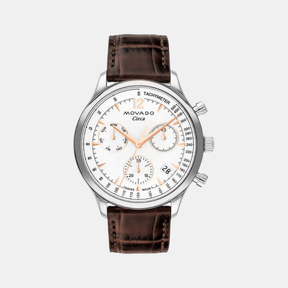 Movado Heritage Circa Men Quartz White Dial Chronograph Stainless Steel Watch 3650132
