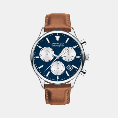 Movado Heritage Calendoplan Men Quartz Blue Dial Chronograph Stainless Steel Watch 3650161