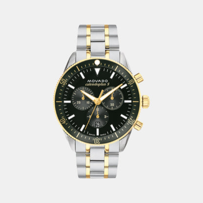 Movado Heritage Calendoplan S Men Quartz Green Dial Chronograph Stainless Steel Watch 3650167
