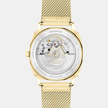 Movado Heritage Kingmatic Men Automatic Ivory Dial Analog Stainless Steel Watch 3650170
