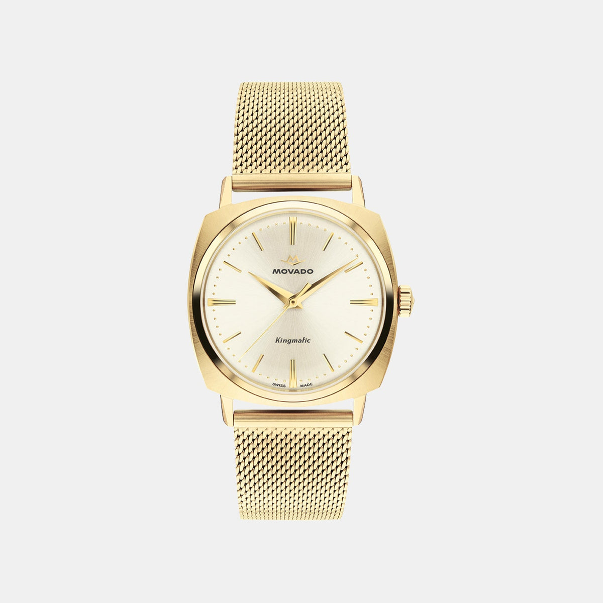 Movado Heritage Kingmatic Men Automatic Ivory Dial Analog Stainless Steel Watch 3650170