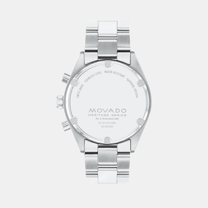 Movado Heritage Datron Men Quartz Blue Dial Chronograph Stainless Steel Watch 3650179