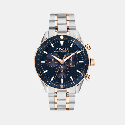 Movado Heritage Calendoplan S Men Quartz Blue Dial Chronograph Stainless Steel Watch 3650183