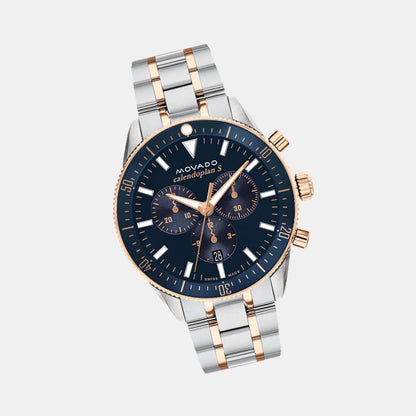 Movado Heritage Calendoplan S Men Quartz Blue Dial Chronograph Stainless Steel Watch 3650183