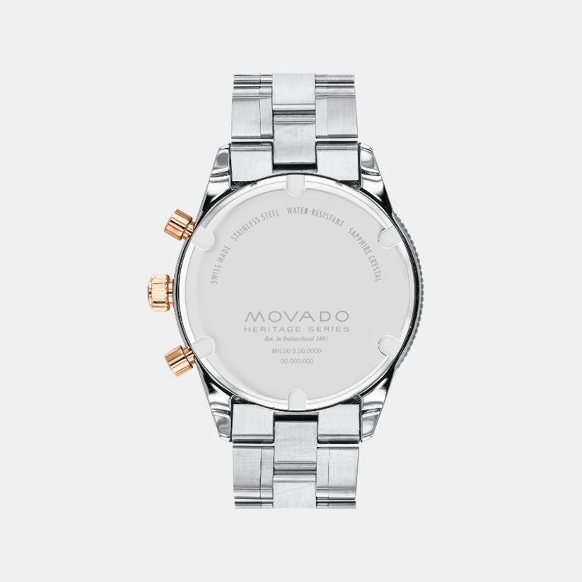 Movado Heritage Calendoplan S Men Quartz Blue Dial Chronograph Stainless Steel Watch 3650183