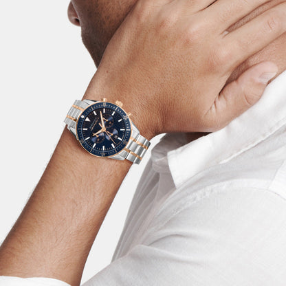 Movado Heritage Calendoplan S Men Quartz Blue Dial Chronograph Stainless Steel Watch 3650183