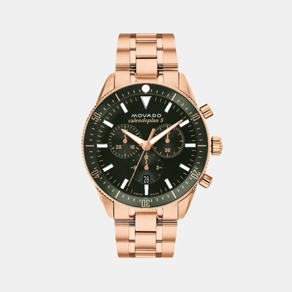 Movado Heritage Calendoplan S Men Quartz Green Dial Chronograph Stainless Steel Watch 3650184