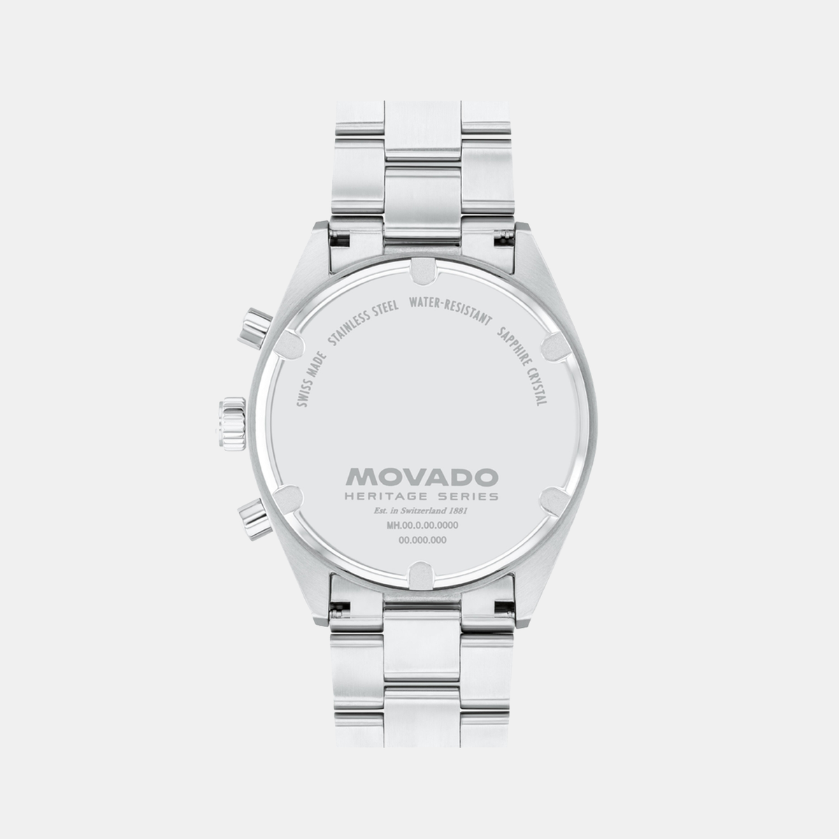 Movado Heritage Datron Men Quartz Ivory Dial Chronograph Stainless Steel Watch 3650197