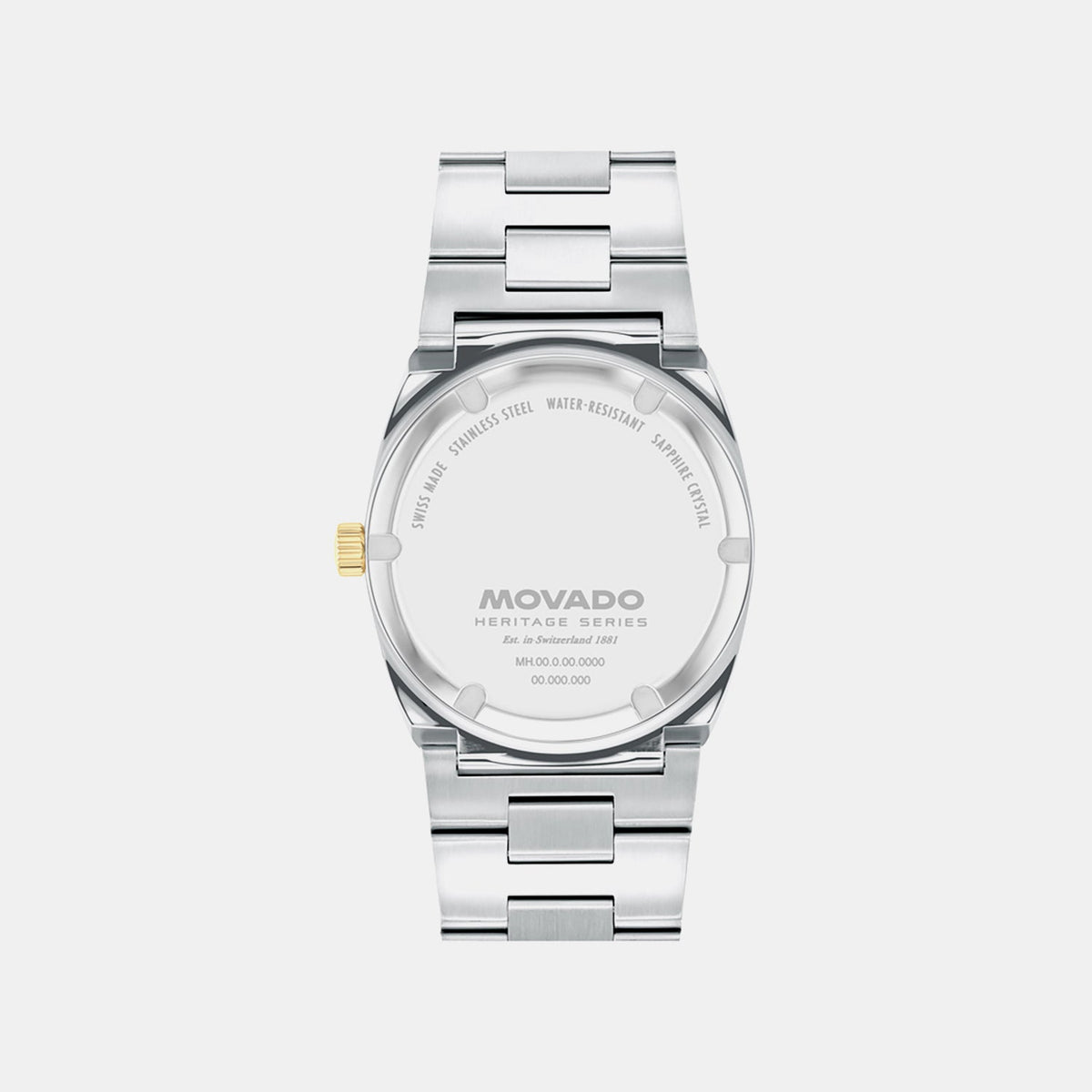 Movado Heritage Ondoplan Men Quartz Grey Dial Analog Stainless Steel Watch 3650216