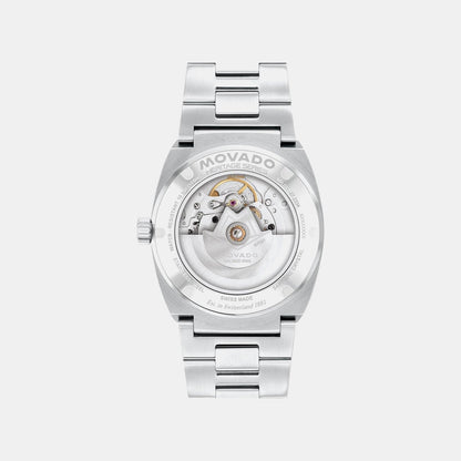 Movado Heritage Ondoplan Men Automatic White Dial Analog Stainless Steel Watch 3650243