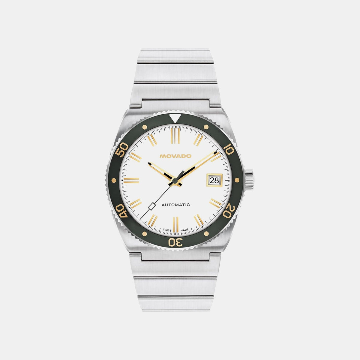Movado Heritage Ondoplan Men Automatic White Dial Analog Stainless Steel Watch 3650243