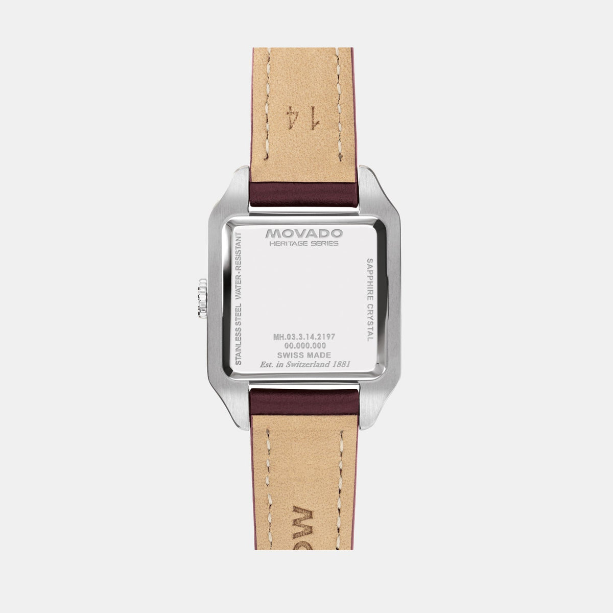 Movado Heritage 1917 Women Quartz Burgundy Dial Analog Stainless Steel Watch 3650247