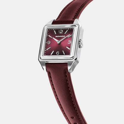 Movado Heritage 1917 Women Quartz Burgundy Dial Analog Stainless Steel Watch 3650247