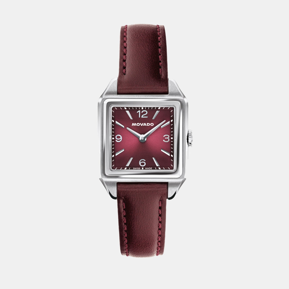 Movado Heritage 1917 Women Quartz Burgundy Dial Analog Stainless Steel Watch 3650247