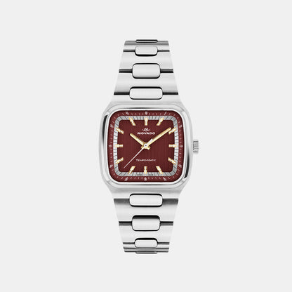 Movado Heritage Tempomatic Men Automatic Red Dial Analog Stainless Steel Watch 3650266