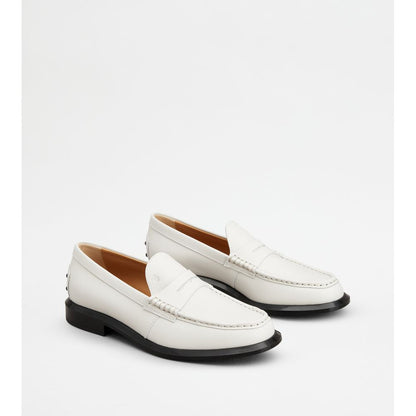 Tods Loafers In Leather White Womens