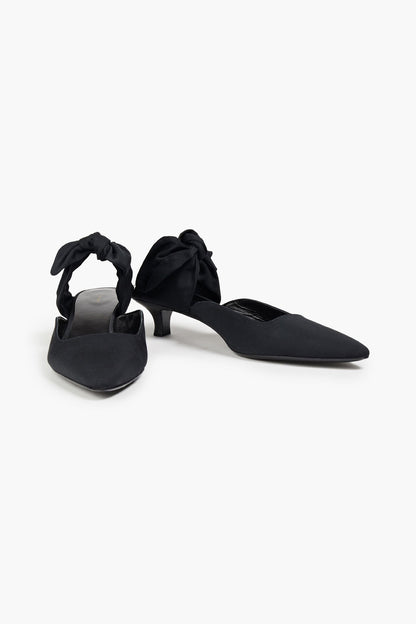 The Row Coco Bow-Detailed Faille Mules Black Women's