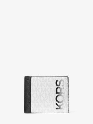 Micheal Kors Cooper Graphic Logo Billfold Wallet With Coin Pouch Black-White