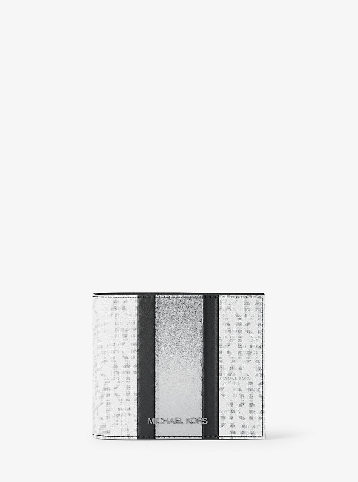 Cooper Signature Logo and Metallic Stripe Billfold Wallet Silver Silver