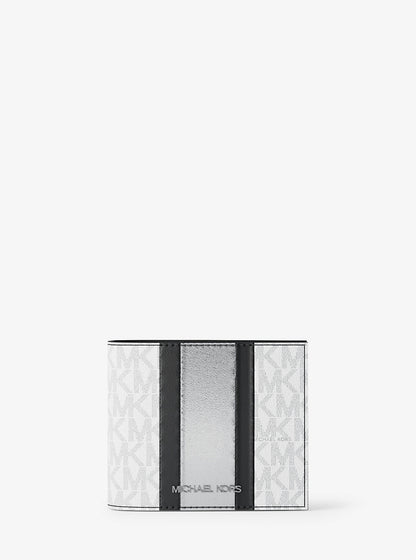 Cooper Signature Logo and Metallic Stripe Billfold Wallet Silver Silver
