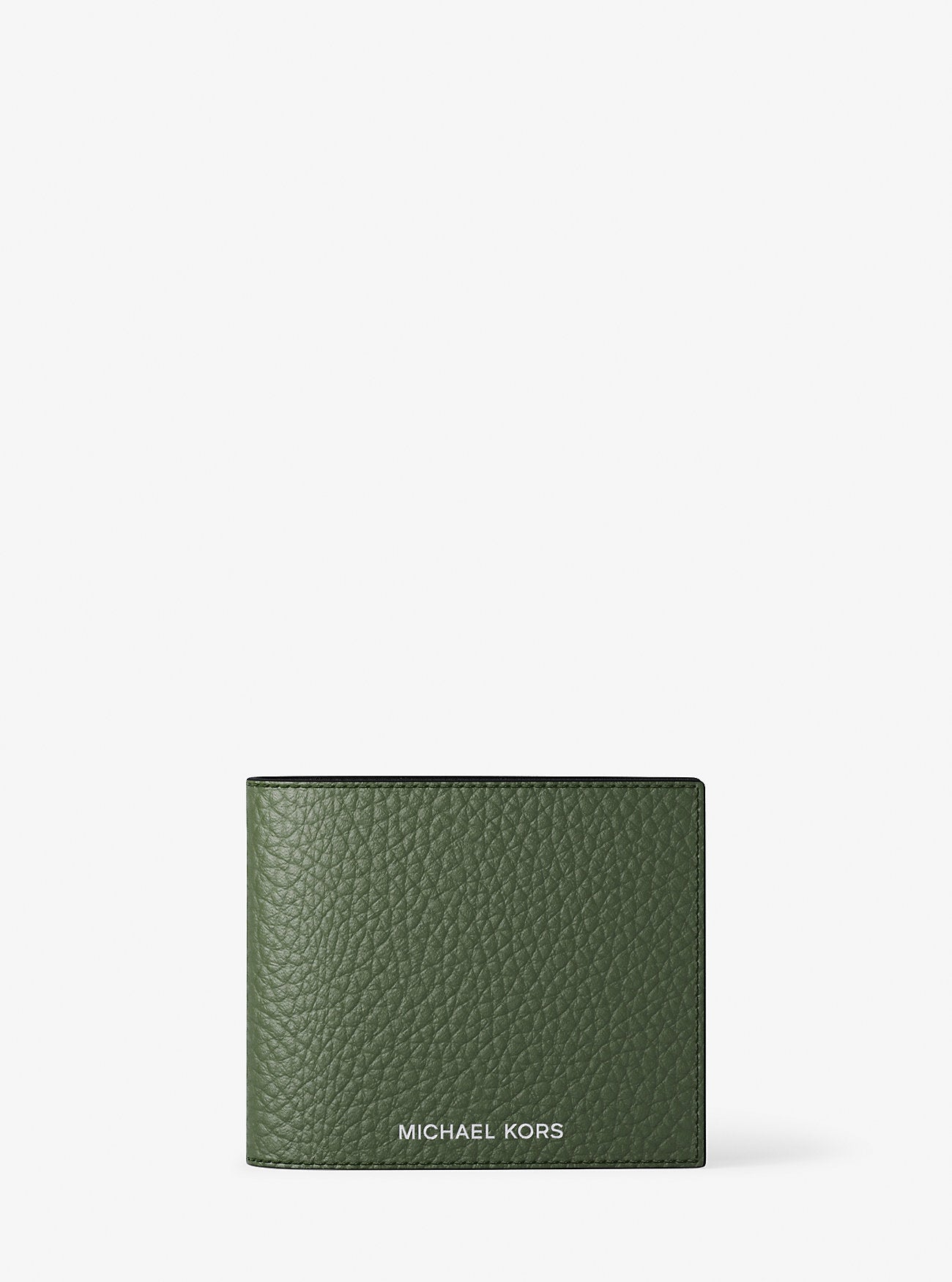 Pebbled Leather Billfold Wallet and Signature Logo Card Case Gift Set Moss Moss