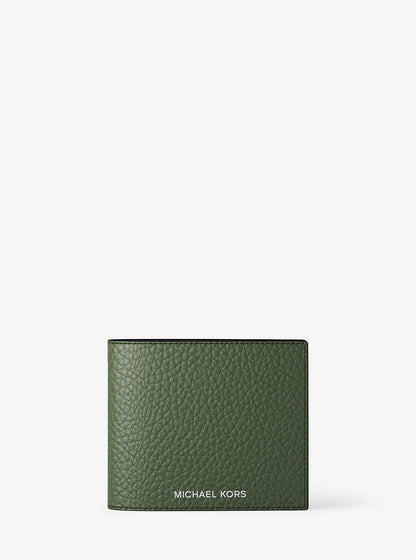 Pebbled Leather Billfold Wallet and Signature Logo Card Case Gift Set Moss Moss