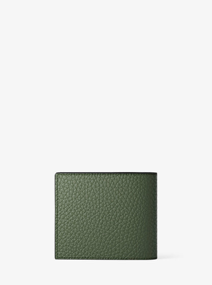 Pebbled Leather Billfold Wallet and Signature Logo Card Case Gift Set Moss Moss