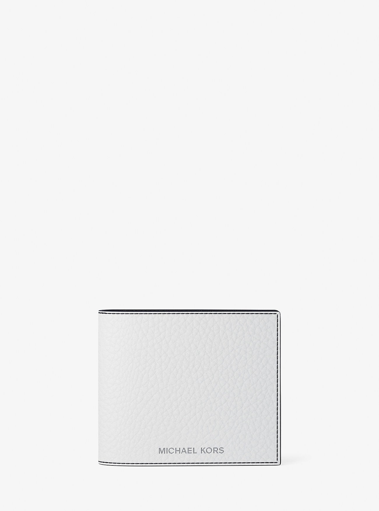 Pebbled Leather Billfold Wallet and Signature Logo Card Case Gift Set Bright Wht Bright Wht