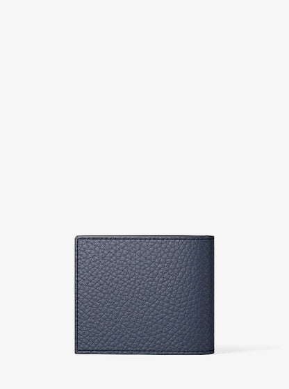 Pebbled Leather Billfold Wallet and Signature Logo Card Case Gift Set Navy Navy