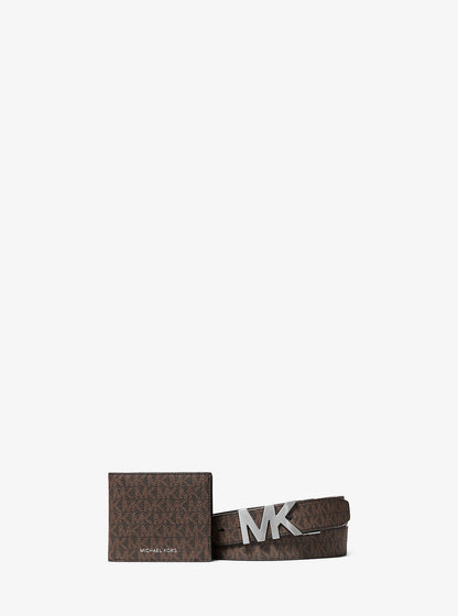 Signature Logo Wallet and Reversible Belt Gift Set Brown-Black Brown-Black