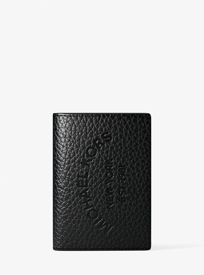 Cooper Pebbled Leather Bi-Fold Card Case Black Black